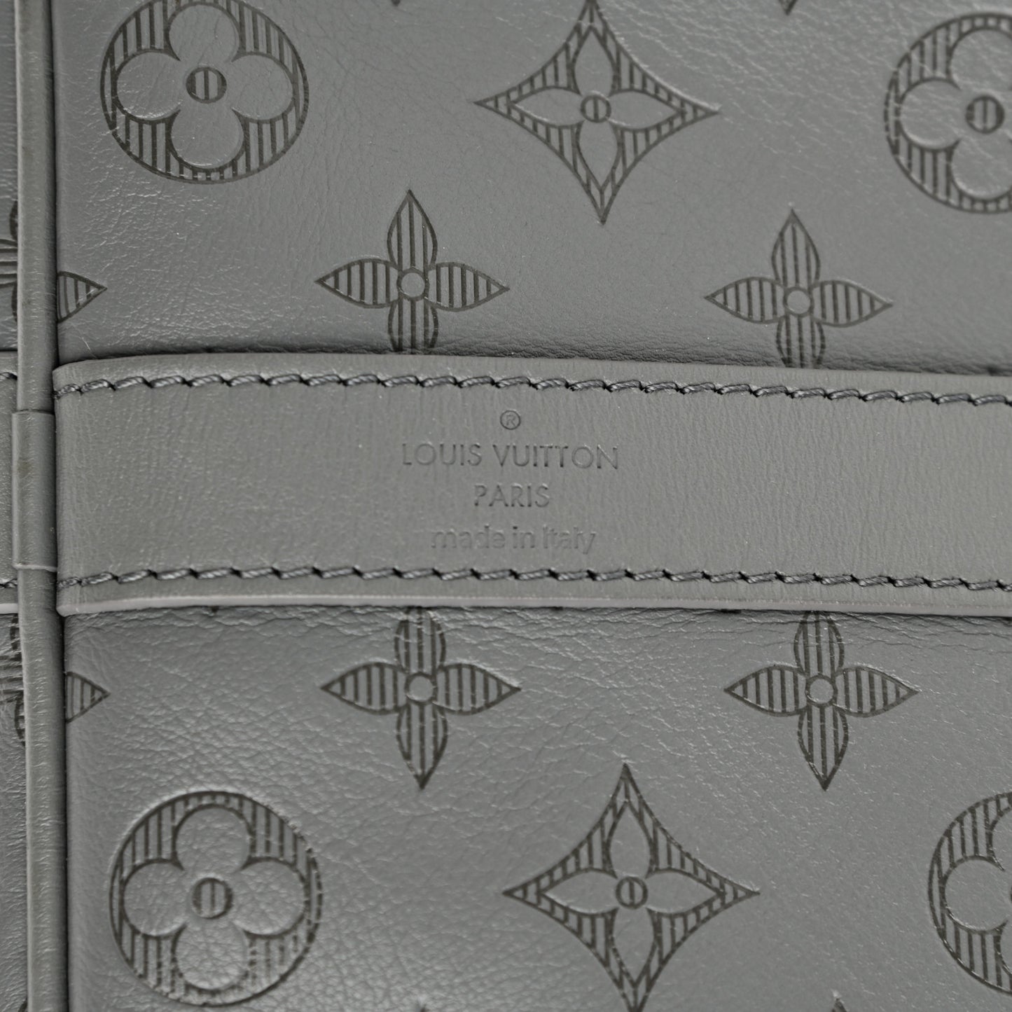Calfskin Monogram Shadow Keepall Bandouliere 50 Anthracite gray