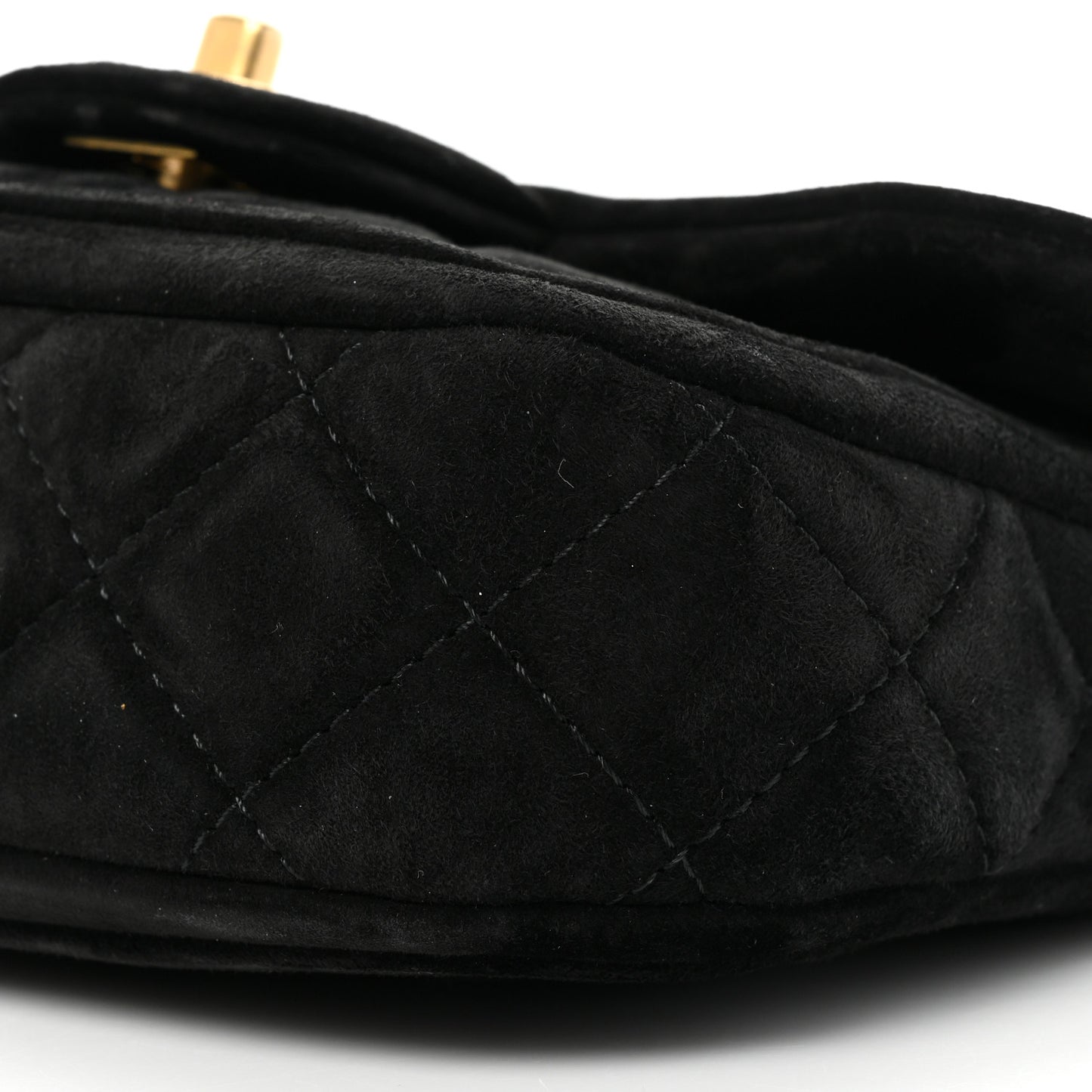 Suede Quilted Mini Double Frame Flap Black