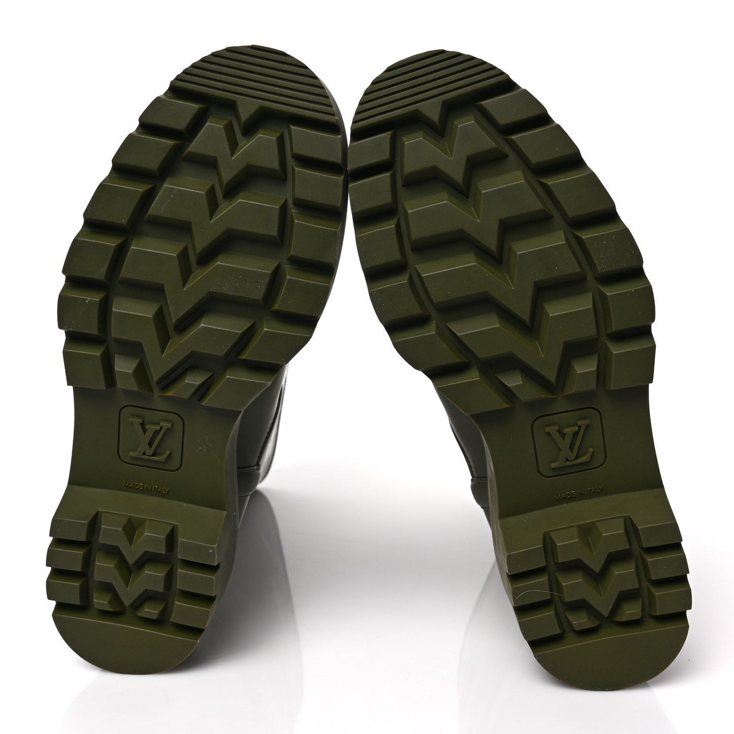 Rubber Calfskin Territory Flat Boots 38 Khaki