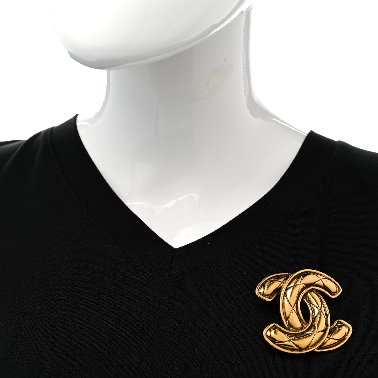 Chanel Metal Quilted Large CC Brooch Gold 2 of 6