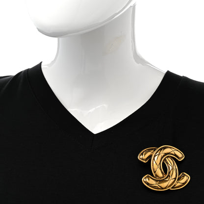 Chanel Metal Quilted Large CC Brooch Gold 2 of 6