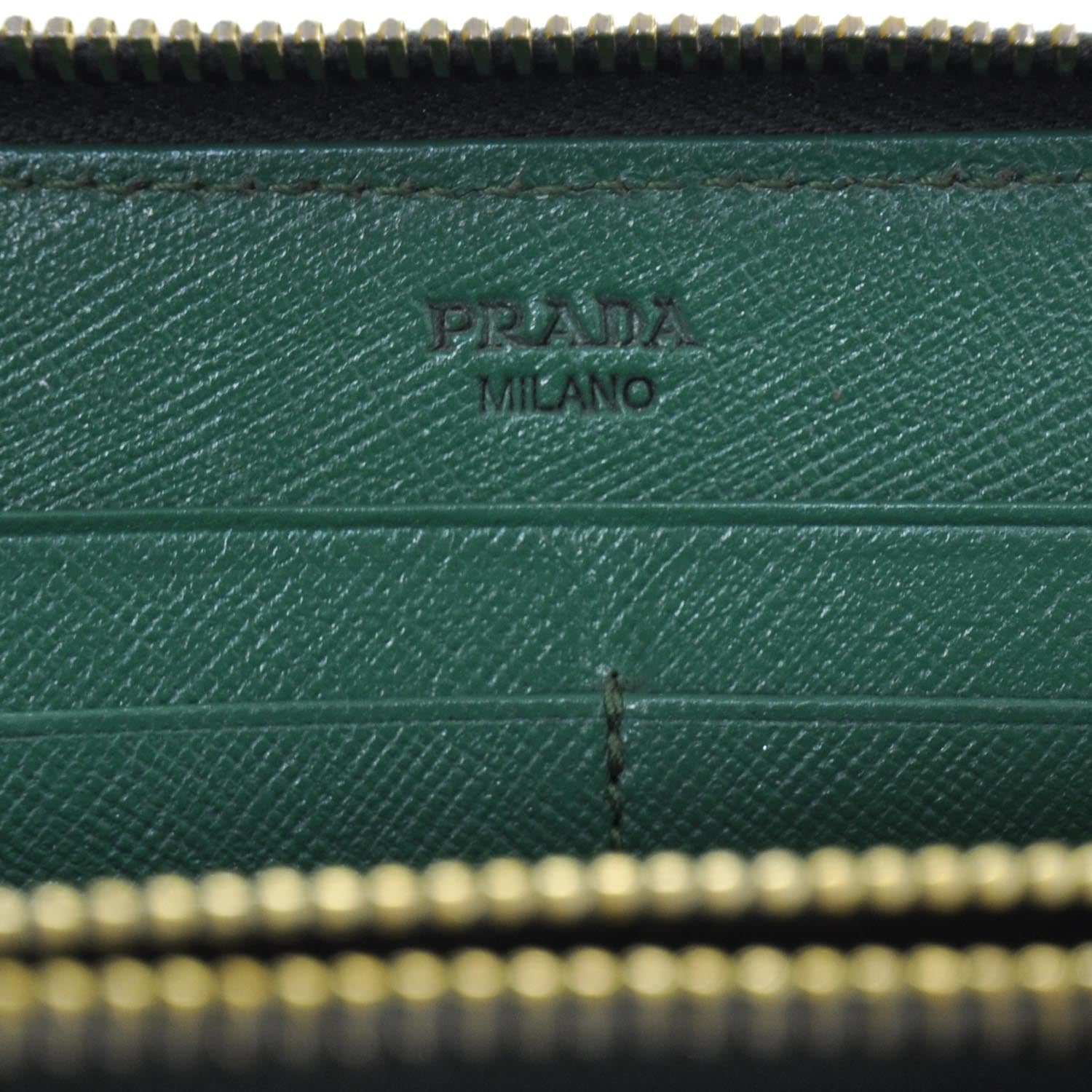 Prada Saffiano Zip Around Wallet Green 6 of 7