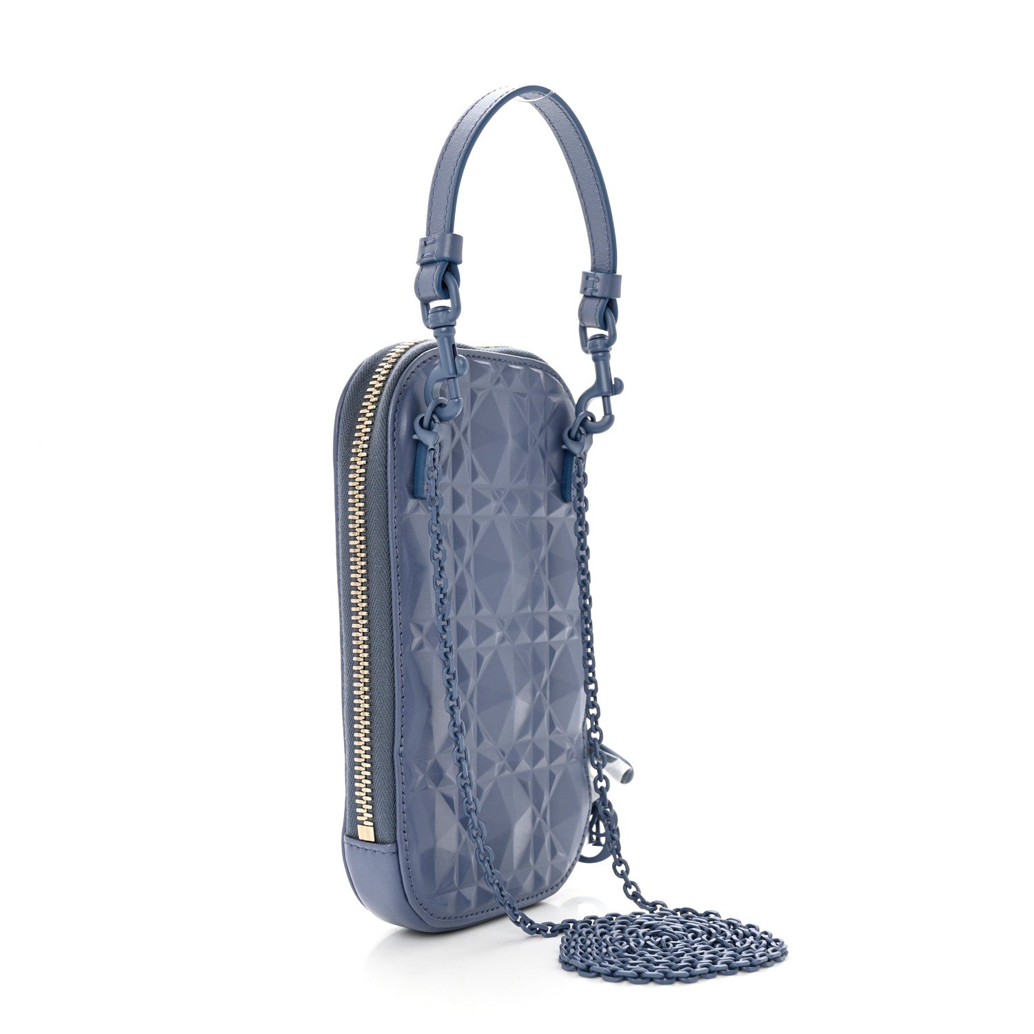 Christian Dior Calfskin Cannage Diamond Cannage Phone Holder Blue 3 of 7
