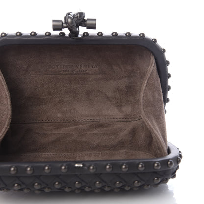 Bottega Veneta Waxy Nappa Intrecciato Knot Studded Clutch Gray 5 of 8