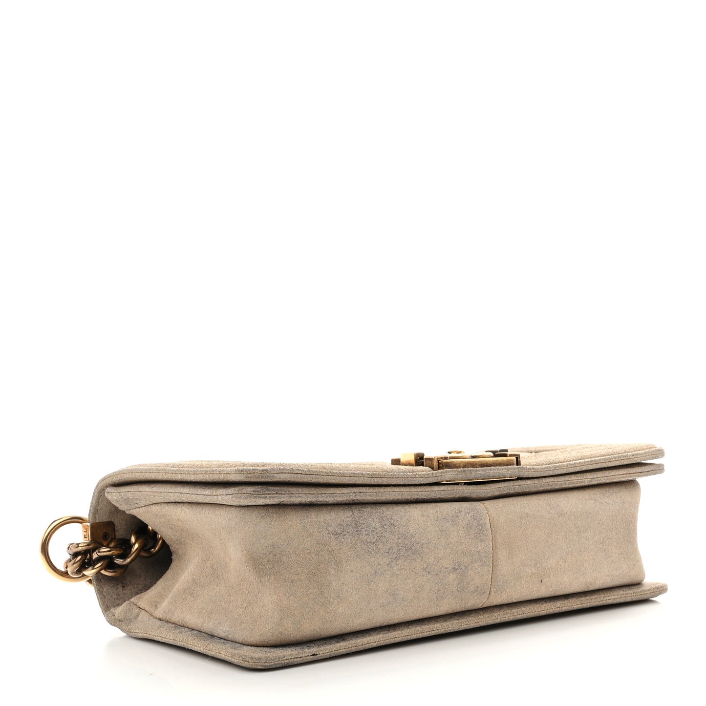 Iridescent Calfskin Quilted Medium Boy Flap Beige