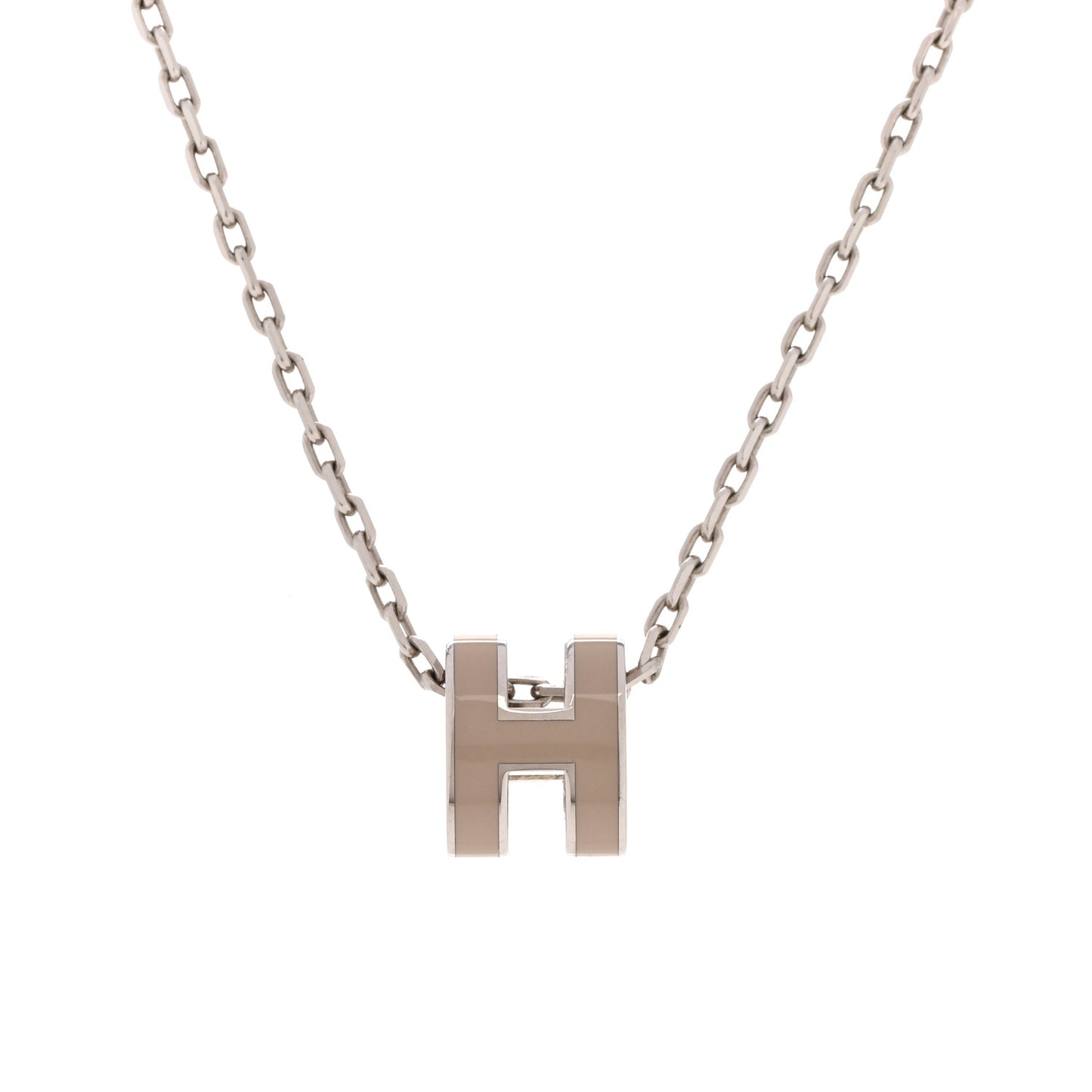 Palladium Mini Pop H Pendant Necklace Marron Glace