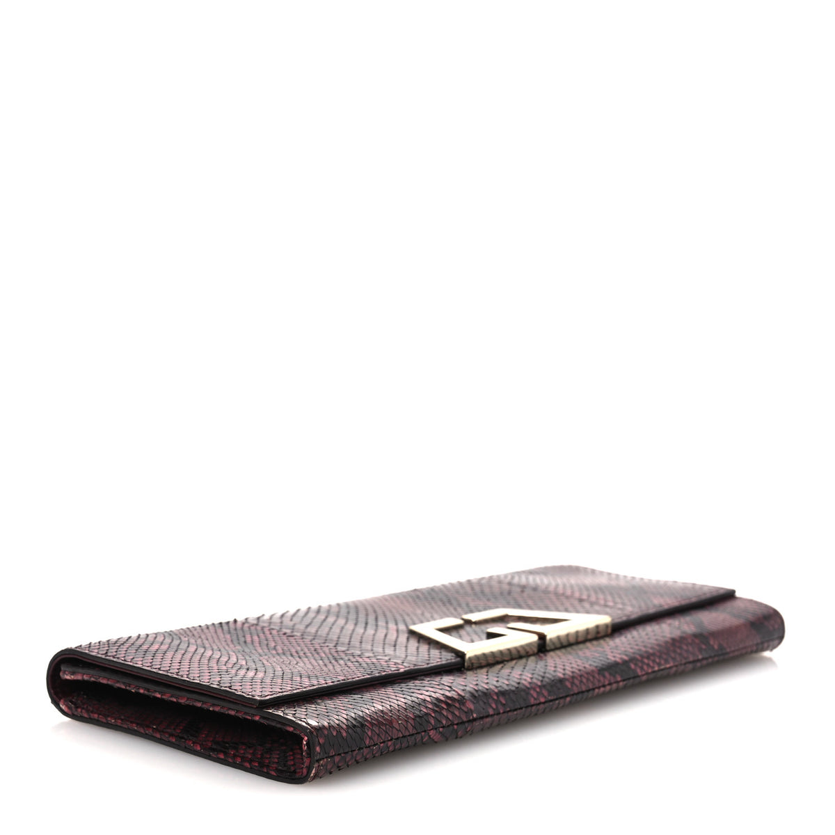 Snakeskin G Night Clutch  Burgundy Black
