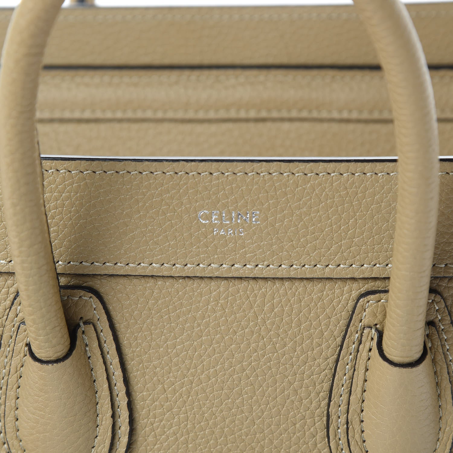 Celine Drummed Calfskin Nano Luggage Dune 7 of 12