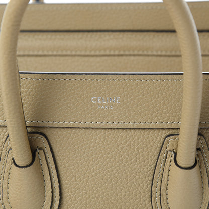 Celine Drummed Calfskin Nano Luggage Dune 7 of 12