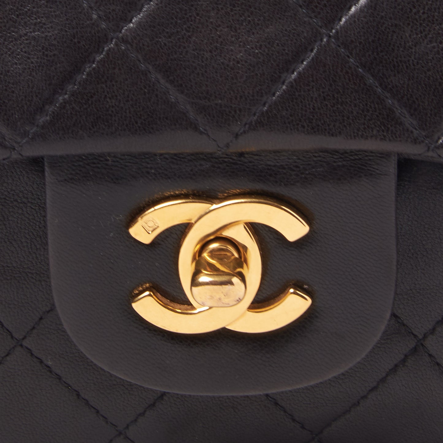 Lambskin Quilted Medium Double Flap Black