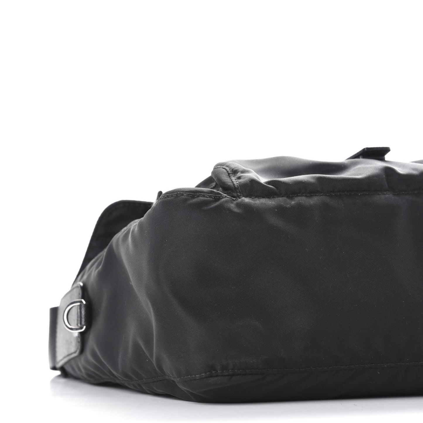 Nylon Vela Saffiano Single Buckle Messenger Shoulder Bag Black