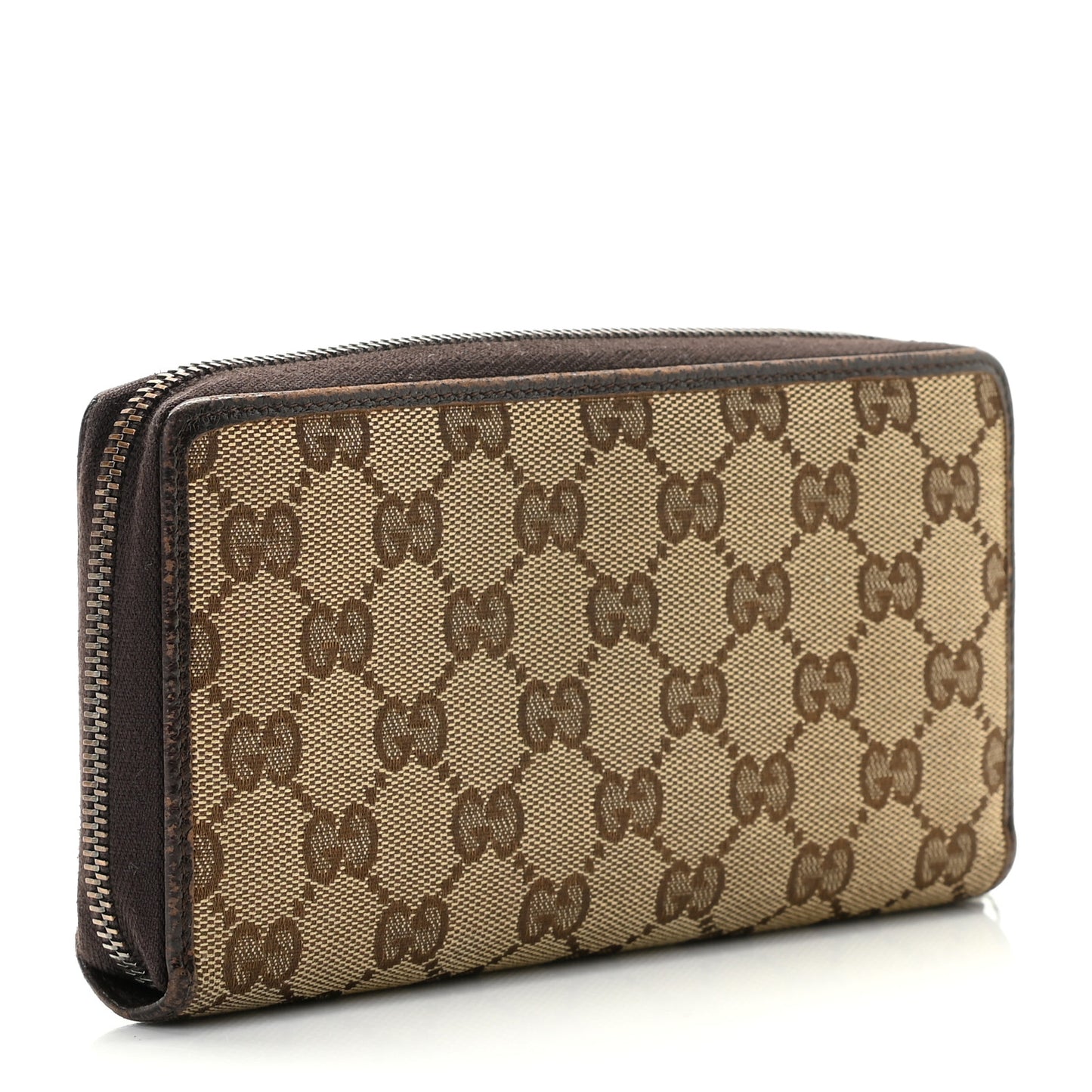 Monogram Metal Bar Zip Around Wallet Dark Brown