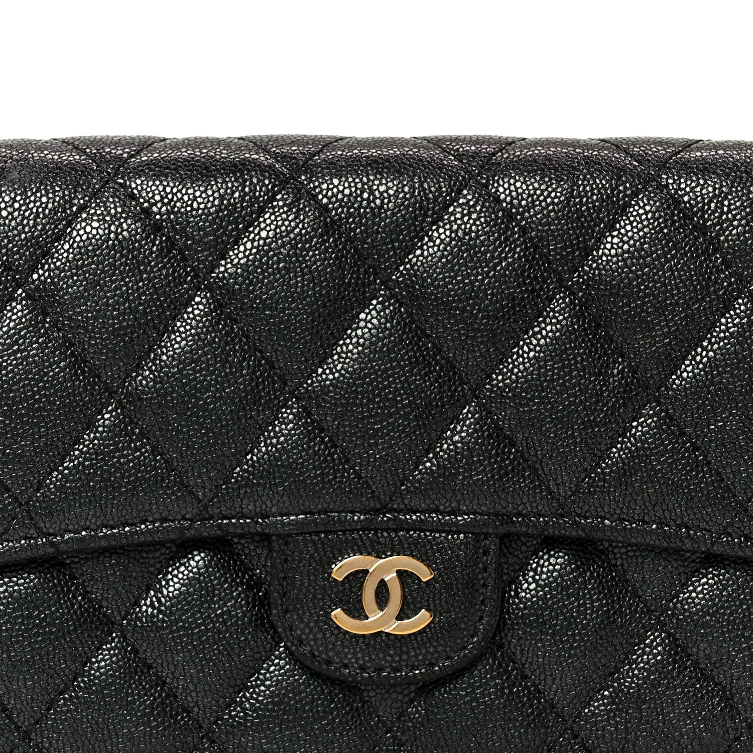Chanel Iridescent Caviar Quilted Medium Flap Wallet Black 9 of 10