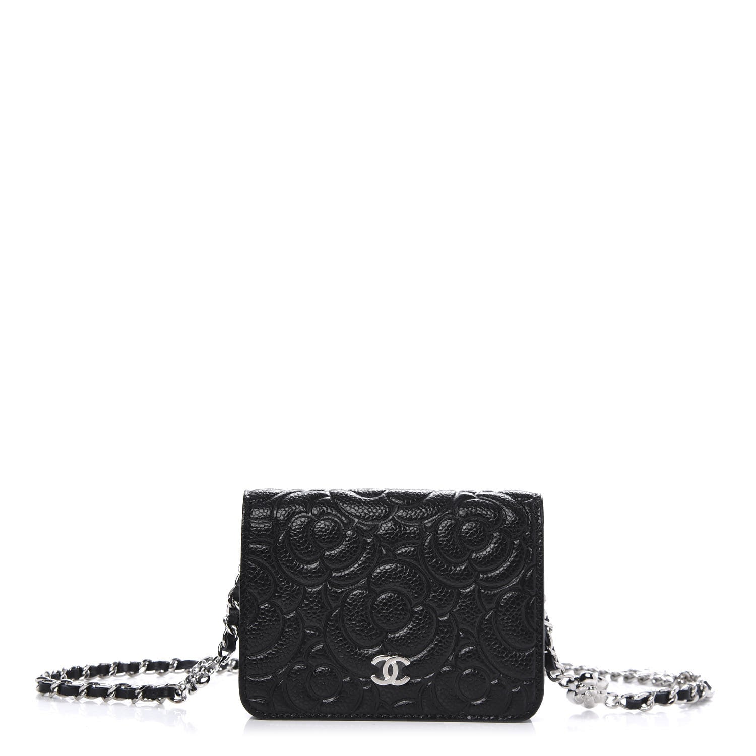 Chanel Caviar Camellia Embossed Chain Belt Bag Black 1 of 12