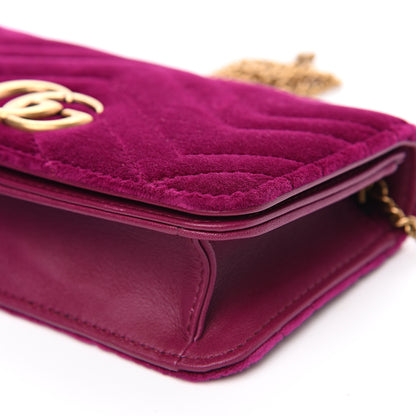 Gucci Velvet Matelasse GG Marmont Mini Bag Fuchsia Violet Cyclamen 9 of 10