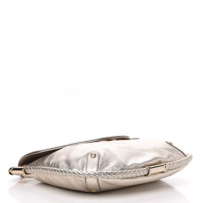 Gucci Metallic Calfskin Medium Britt Tassel Shoulder Bag Platinum 4 of 10