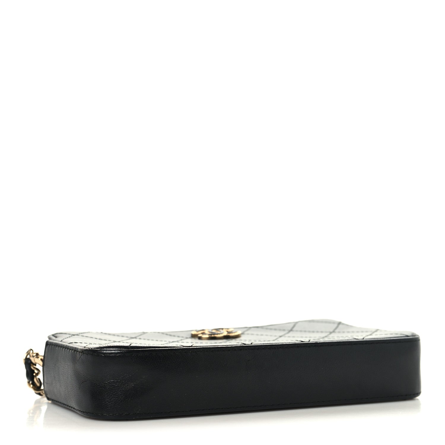 Chanel Goatskin Enamel Quilted Small Clutch With Chain Black 4 of 12