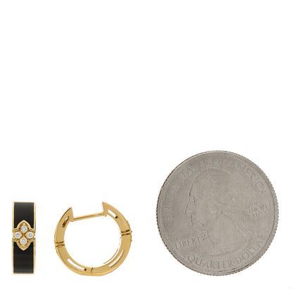 Roberto Coin 18K Yellow Gold Black Enamel Diamond Love in Verona Hoop Earrings 2 of 4
