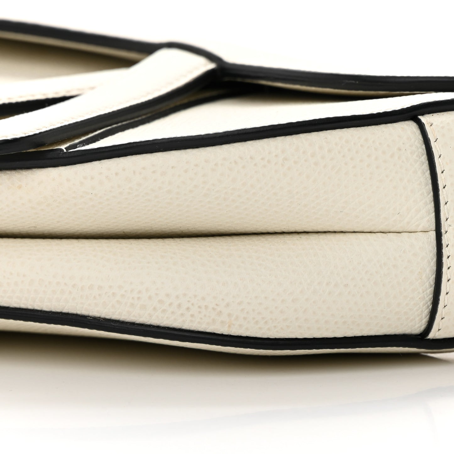 Grained Calfskin Mini Saddle Bag White