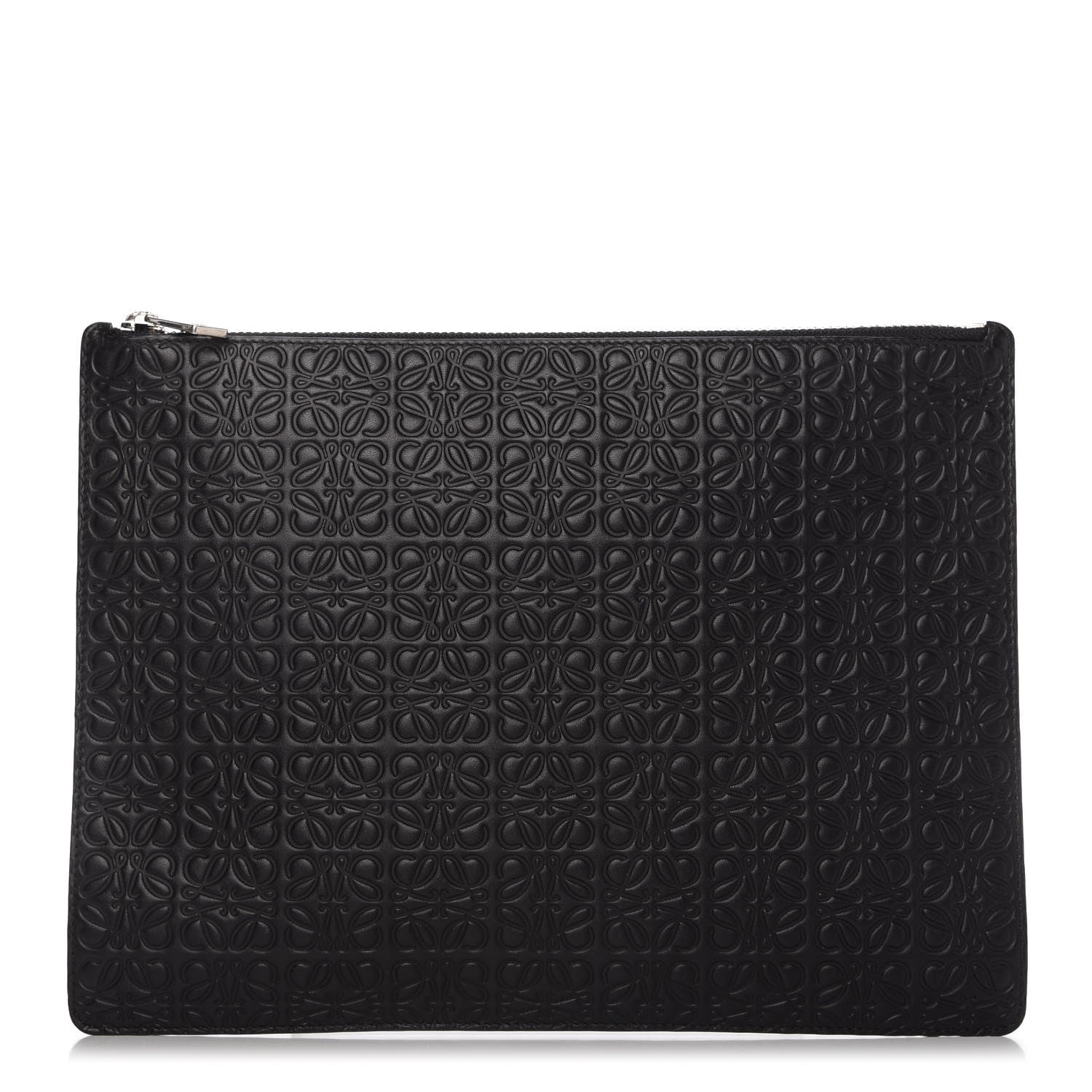 Loewe Calfskin Embossed Flat Pouch Black 1 of 9