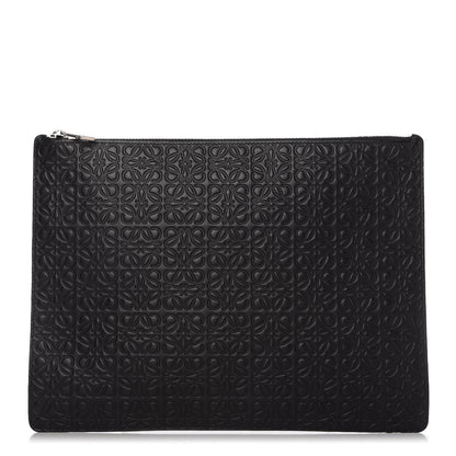 Loewe Calfskin Embossed Flat Pouch Black 1 of 9