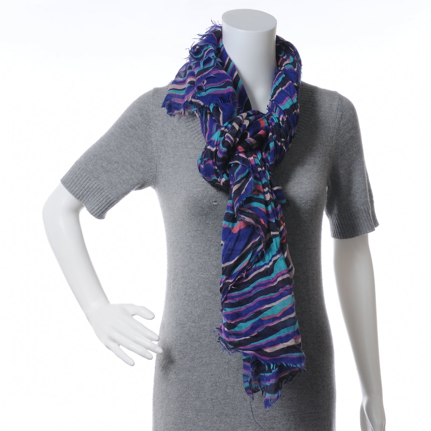 Cashmere Silk Zebra Stole Blue Lagon