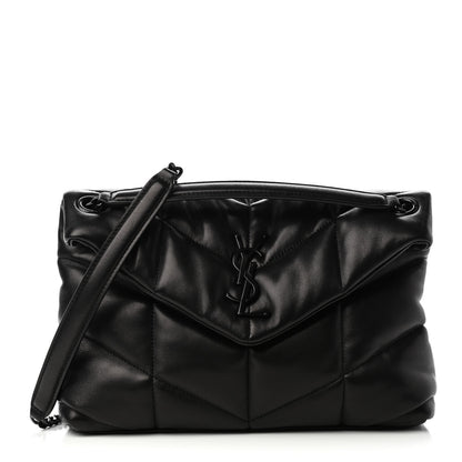 Saint Laurent Lambskin Quilted Small Loulou Puffer Monogram Chain Satchel Black 1 of 9