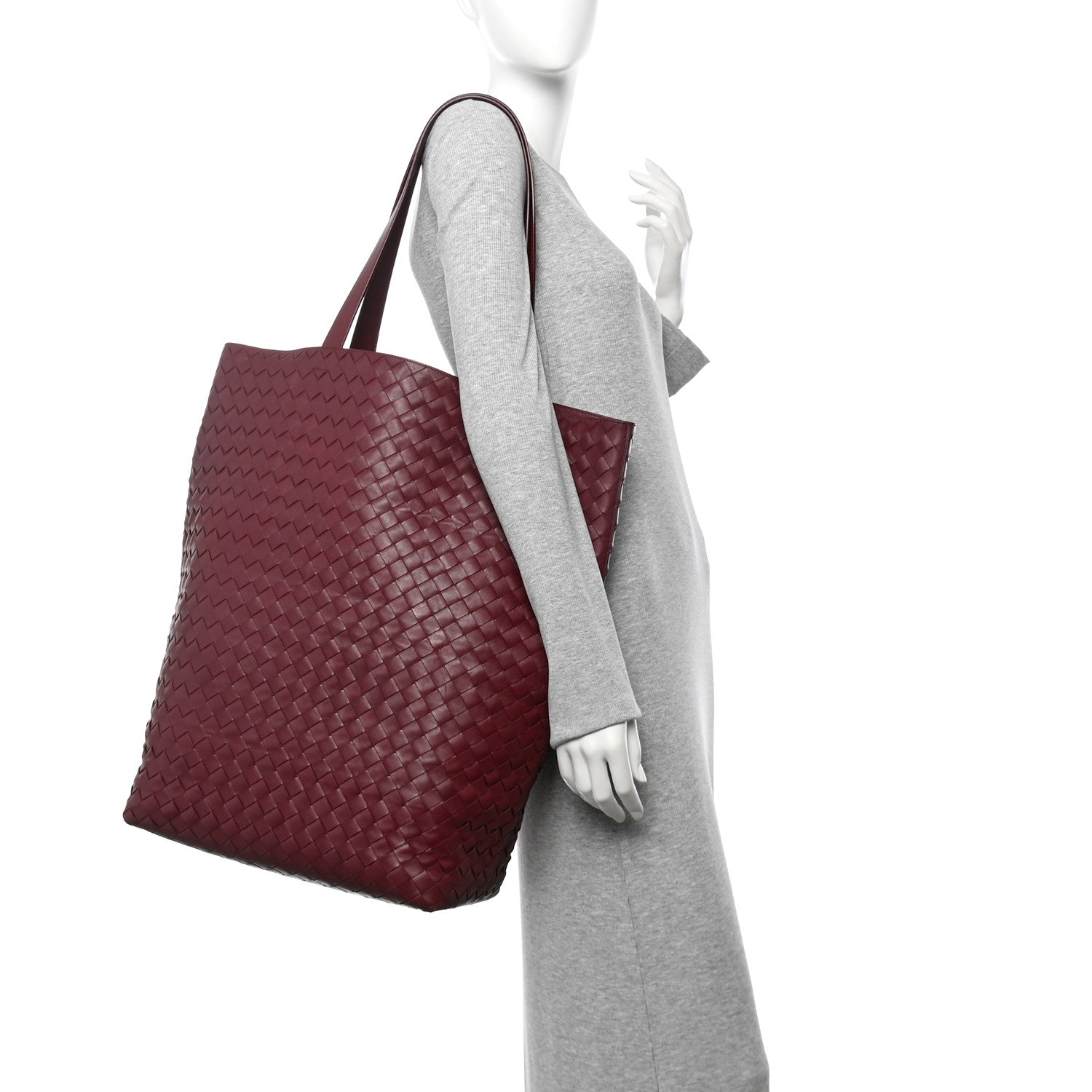Bottega Veneta Calfskin Intrecciato Large North South Tote Bag Burgundy 2 of 11