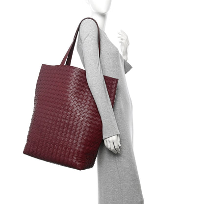 Bottega Veneta Calfskin Intrecciato Large North South Tote Bag Burgundy 2 of 11