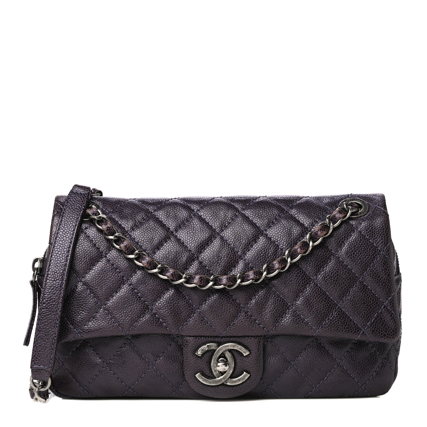 Chanel Caviar Quilted Jumbo Easy Flap Purple 1 of 11