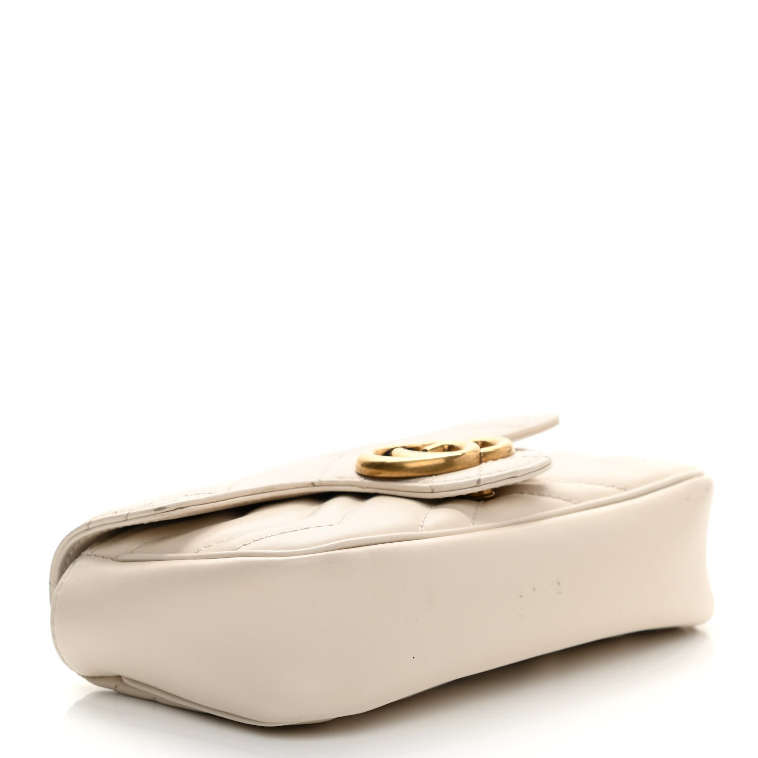 Gucci Calfskin Matelasse Super Mini GG Marmont Shoulder Bag White 4 of 11