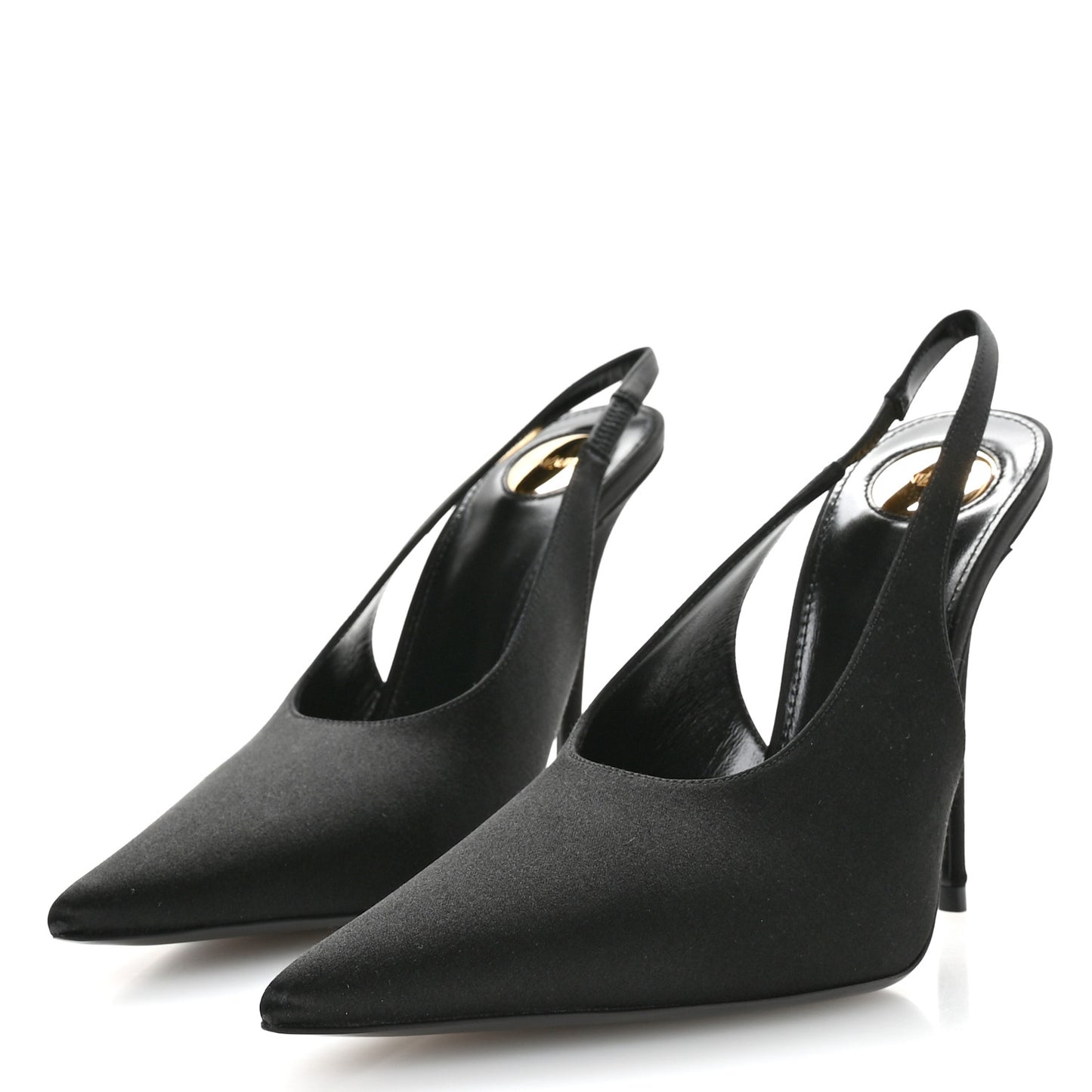 Silk Satin Lentracte 110 Slingback Pumps 36.5 Black