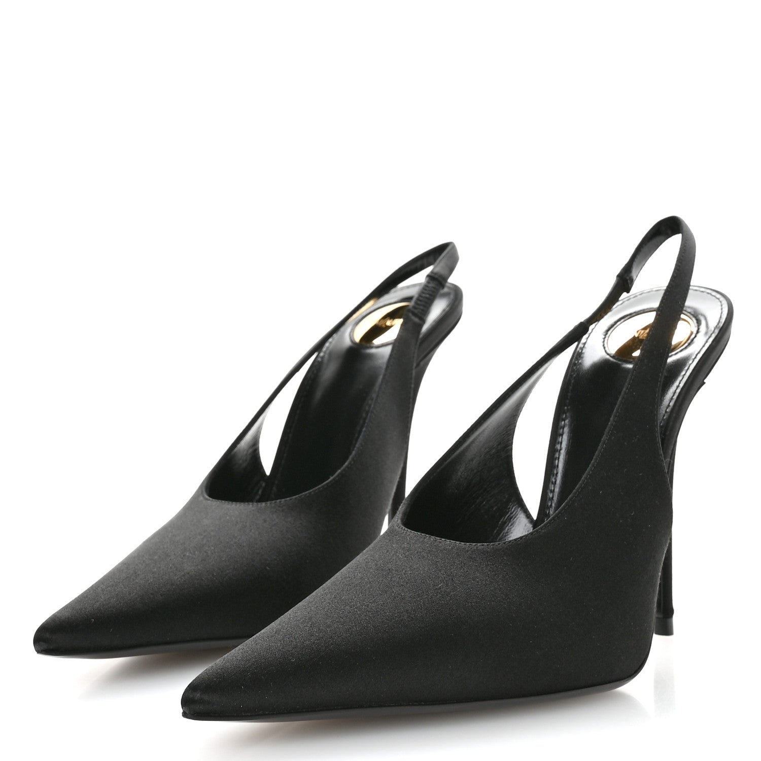 Saint Laurent Silk Satin Lentracte 110 Slingback Pumps 36.5 Black 4 of 9