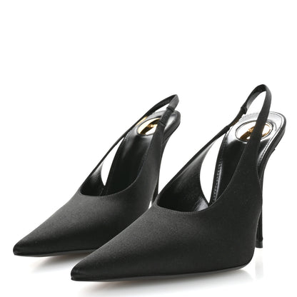 Saint Laurent Silk Satin Lentracte 110 Slingback Pumps 36.5 Black 4 of 9