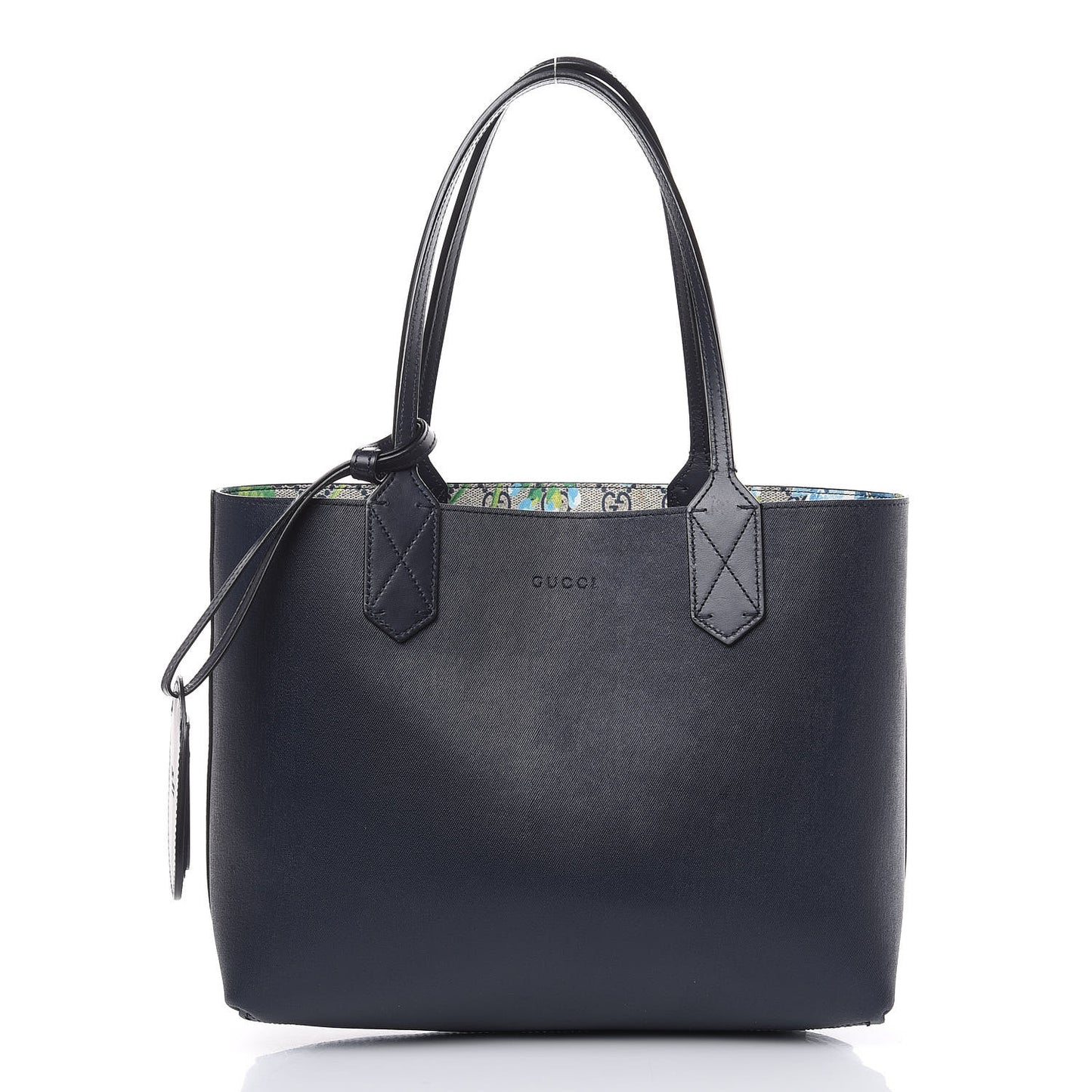 GG Supreme Monogram Blooms Small Reversible Tote Beige Blue Navy