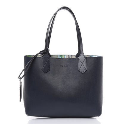 Gucci GG Supreme Monogram Blooms Small Reversible Tote Beige Blue Navy 3 of 15