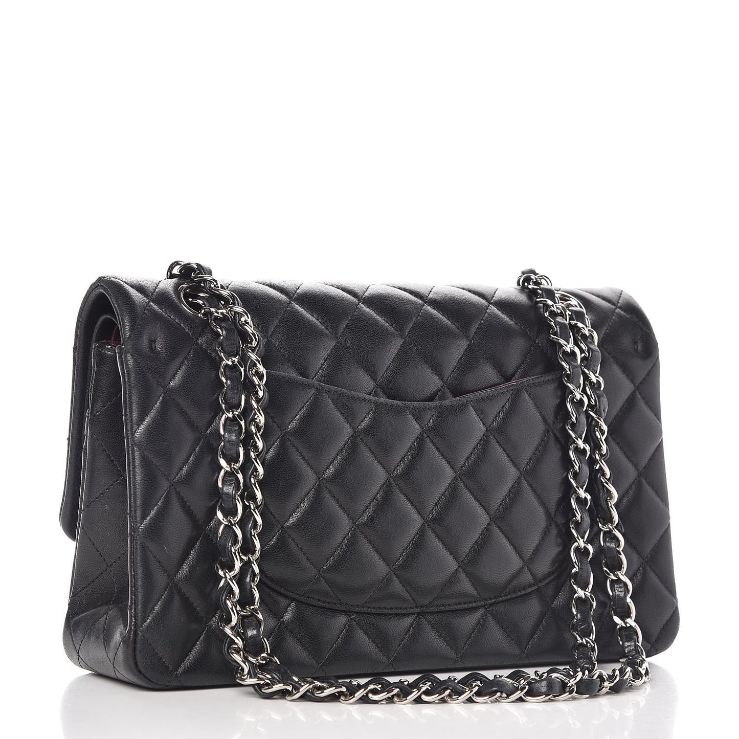 Lambskin Quilted Medium Double Flap Black
