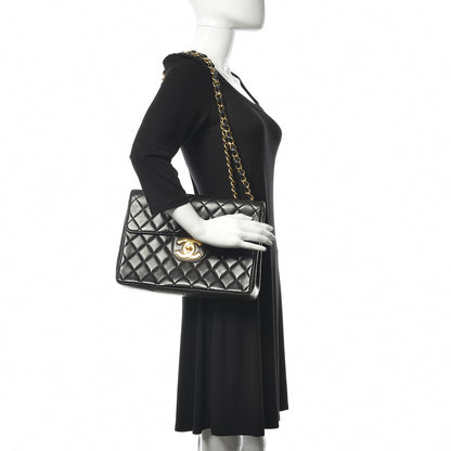 Chanel Lambskin Quilted XL Jumbo Single Flap Black 2 of 13