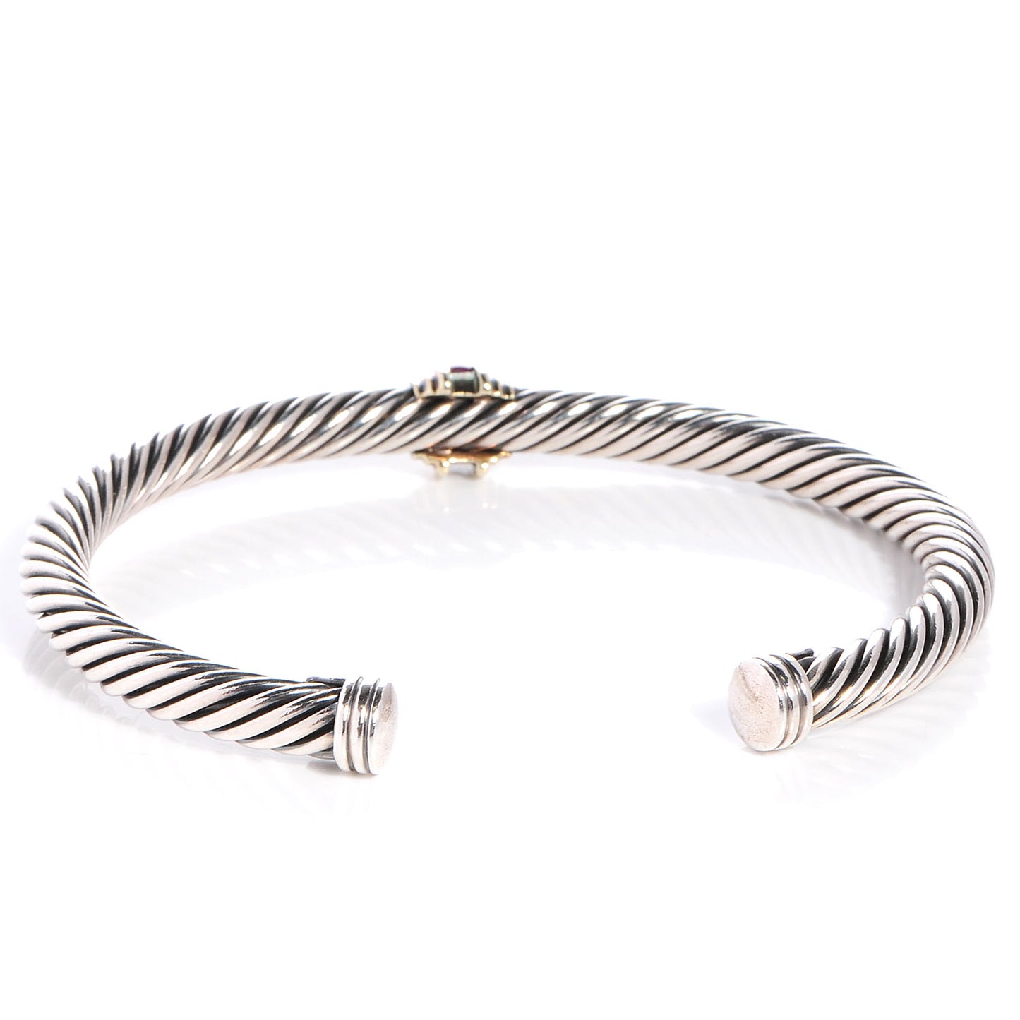 Sterling Silver 14K Yellow Gold Ruby 5mm Cable Classics Single Station Bracelet