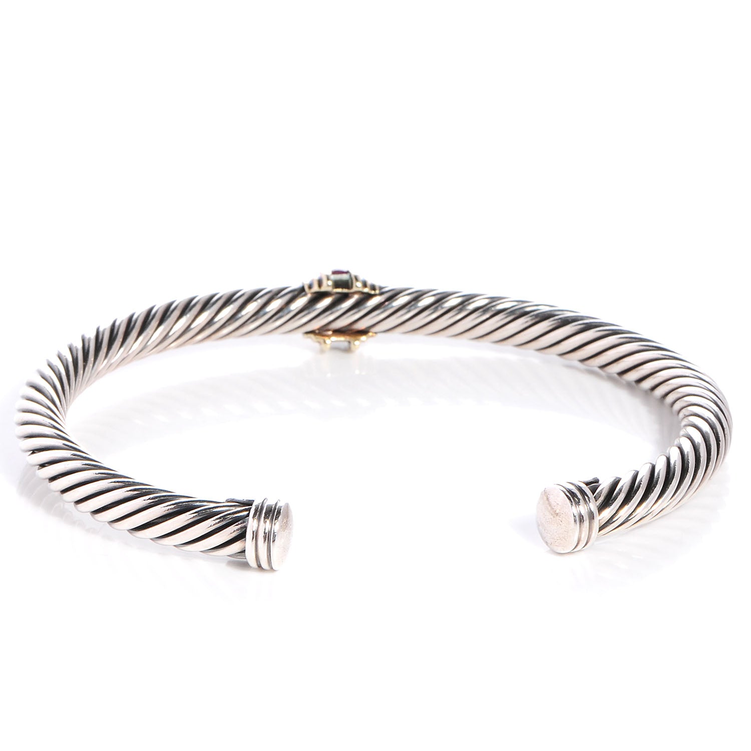 David Yurman Sterling Silver 14K Yellow Gold Ruby 5mm Cable Classics Single Station Bracelet 3 of 6