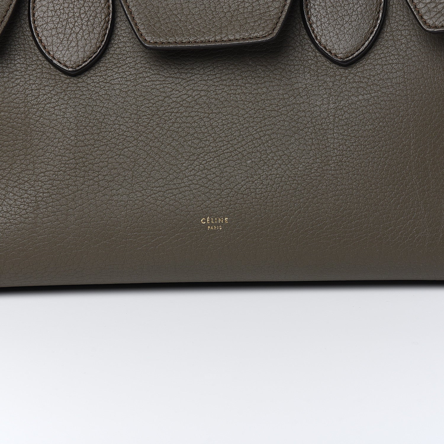 Celine Crisped Calfskin Large Tie Knot Tote Dark Khaki 11 of 11