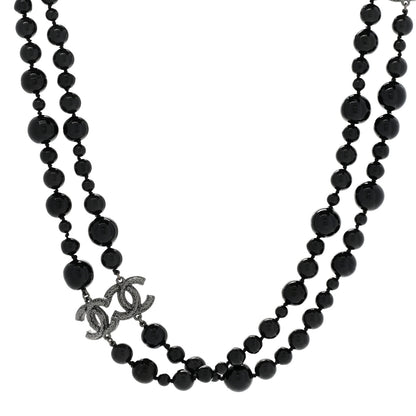 Chanel Ruthenium Pearl Beaded CC Long Necklace Black 1 of 7