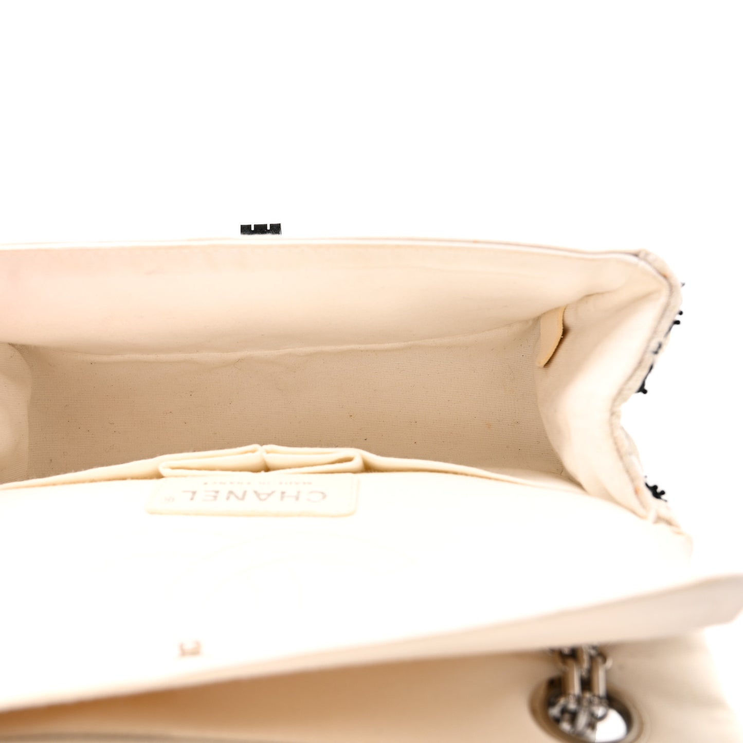 Sequin Mesh Quilted 224 Reissue Flap White Black