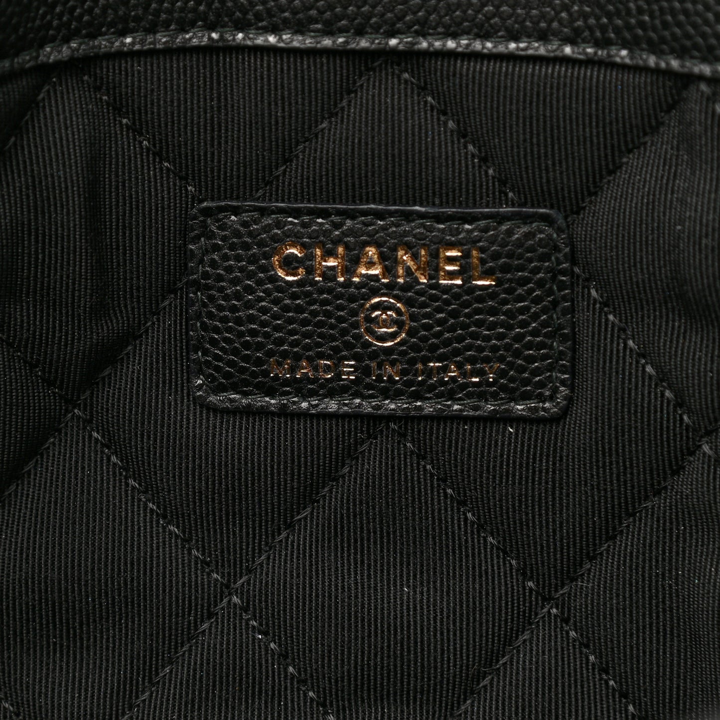 Caviar Quilted Medium Golden Class Pouch Black