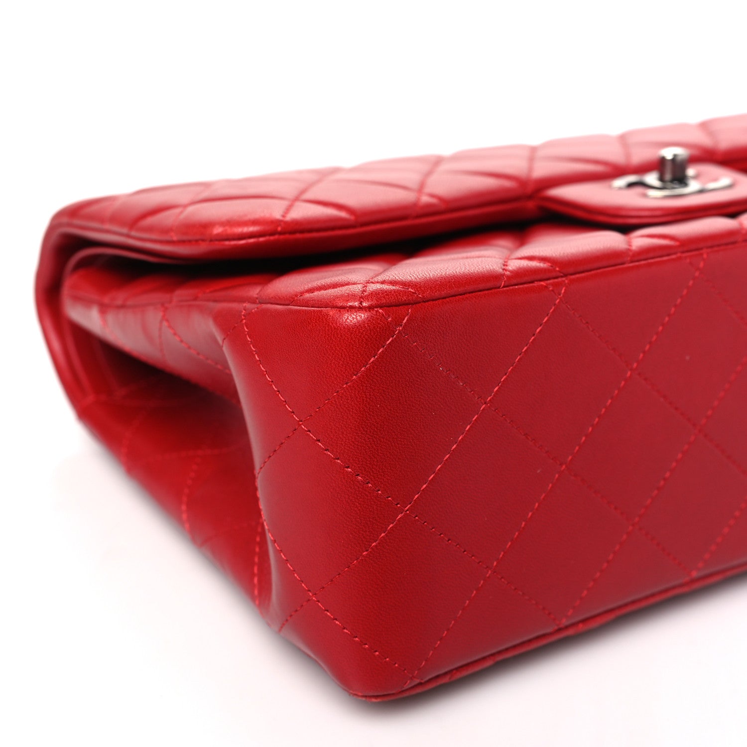 Chanel Lambskin Quilted Jumbo Double Flap Red 9 of 10