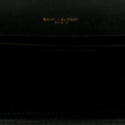 Saint Laurent Grain De Poudre Textured Mixed Matelasse Triquilt Medium Monogram Satchel Black 5 of 9