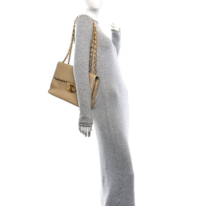 Chanel Lambskin Vertical Quilted Jumbo Single Flap Beige 2 of 10