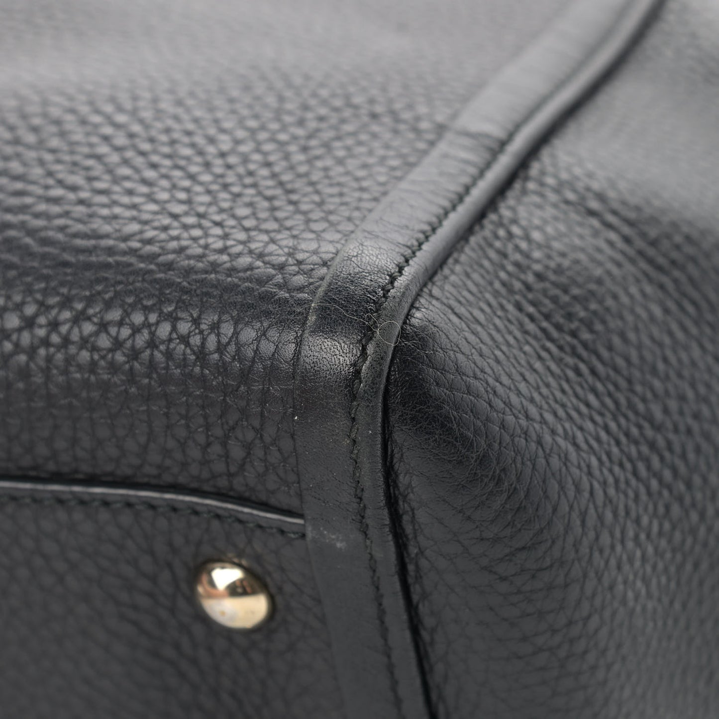 Pebbled Calfskin Small Soho Top Handle Bag Black