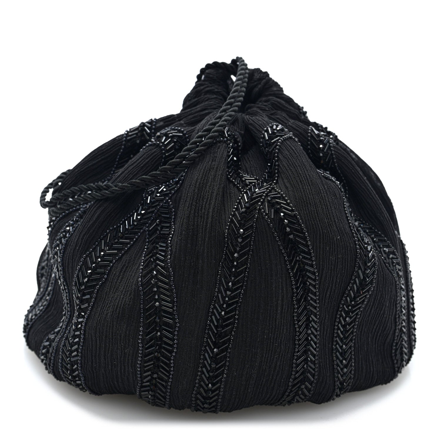 Saint Laurent Chiffon Silk Crepe Beaded Pochon Broderie Bag Black 1 of 16