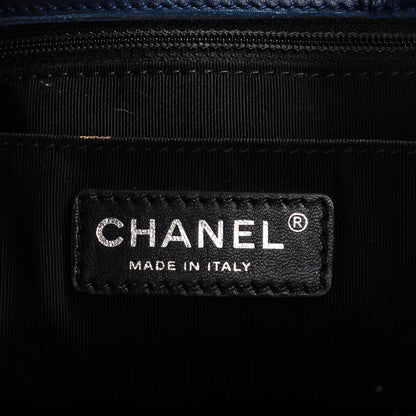 Chanel Calfskin Boy Shopping Tote Blue Black 6 of 7